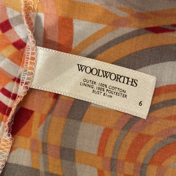 Twist brand Circles 100% cotton tangerine & white print sleeveless dress size 6 - Picture 3 of 9